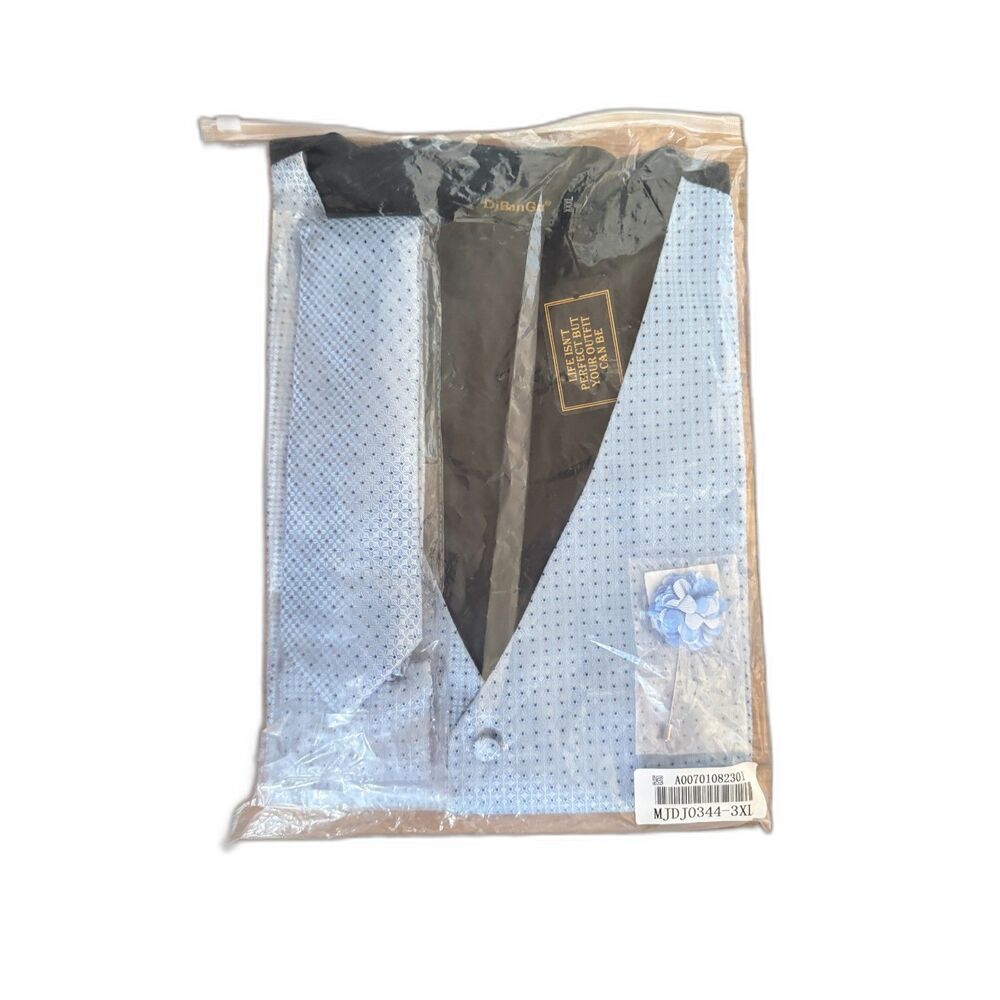 DiBanGu Mens Silk Vest & Tie Set Formal - Necktie Pocket Square Cufflinks - Picture 6 of 7